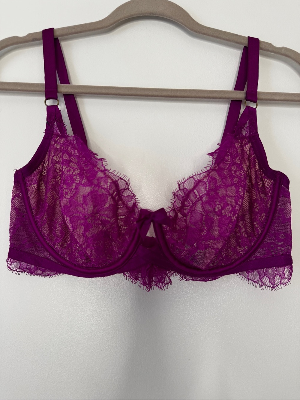 Victoria's Secret Bra Very Sexy Unlined Demi Hot Pink Lace Sz 36DD